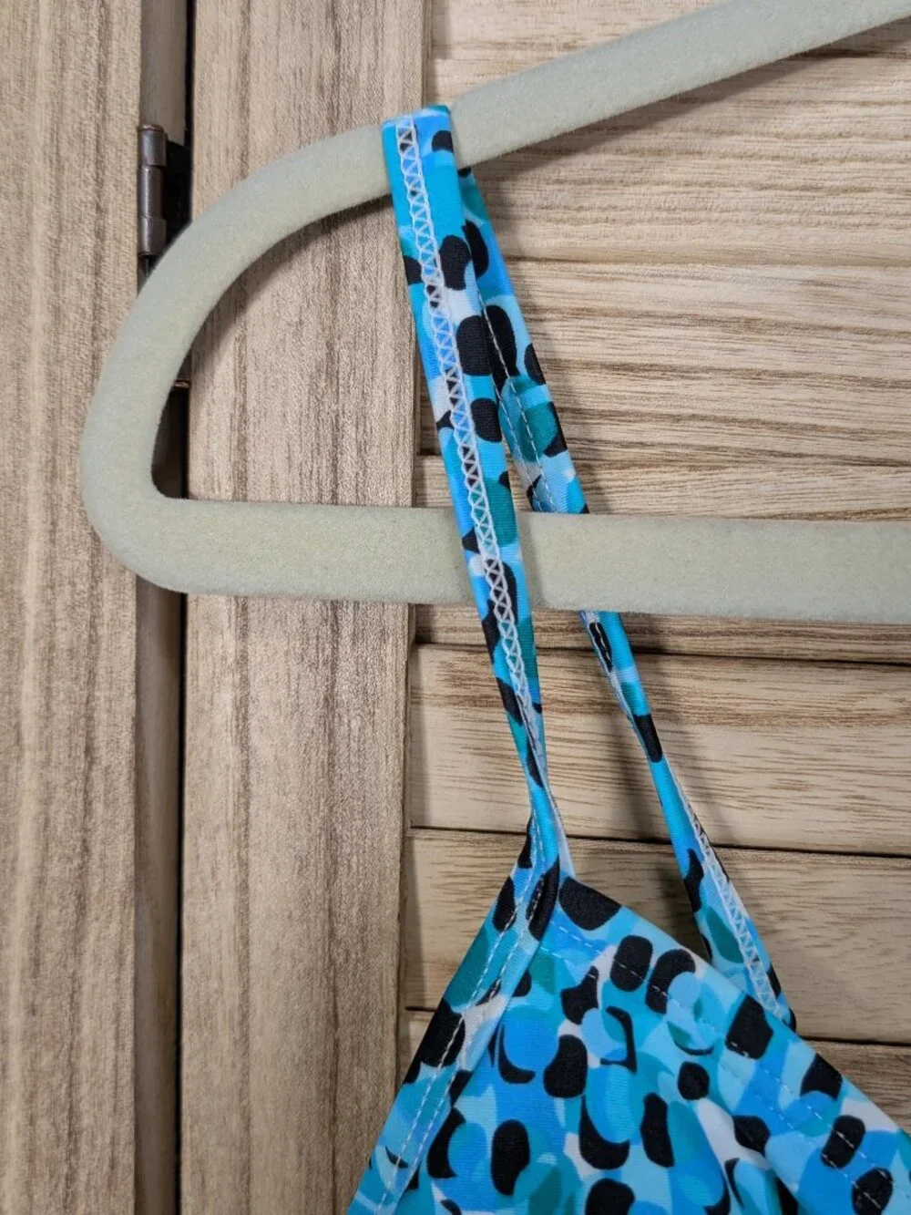 Croft & Barrow Blue Speckled Spaghetti Strap Tankini Size 14